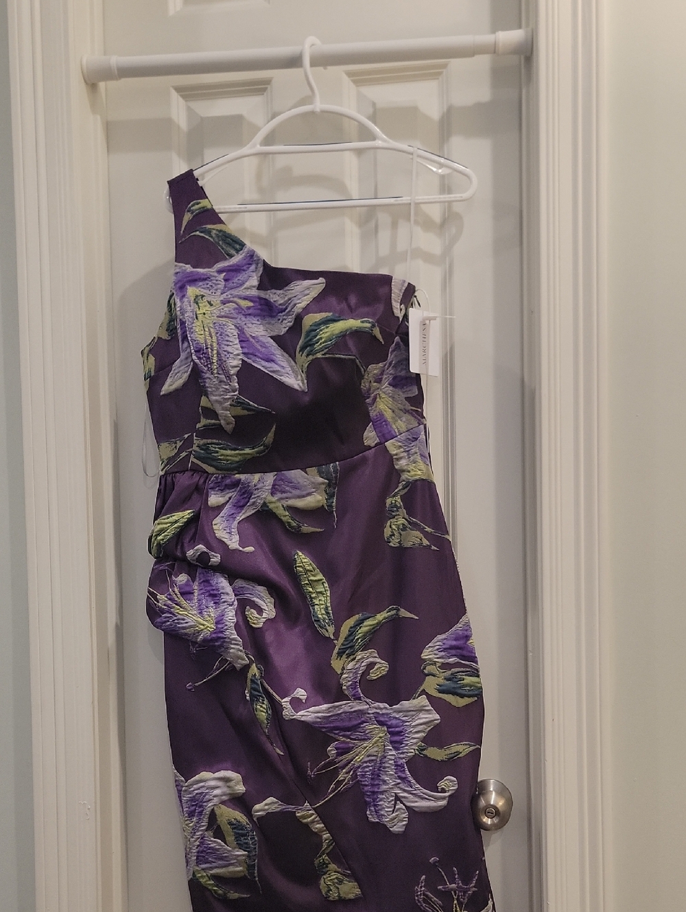 Marchesa Purple Floral-Embroidered Cocktail Dress